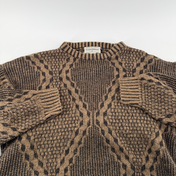 Limited Editions by Expressions Other - Limited Editions Expressions Geometric Knit Wool Blend Sweater Men L Brown Italy